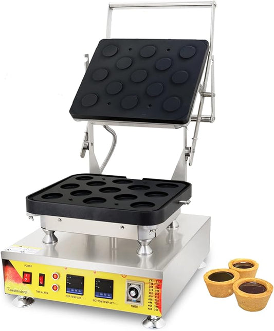 Commercial Egg Tart Crust & Waffle Shell Baking Machine 13-Piece Nonstick Tartlet Baker with Digital Timer Pastry Shell Maker 110V