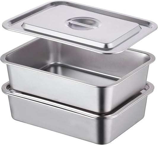 4-Piece 4 Inch Extra Deep Lasagna Baking Pan with Lid, 11x14 Inch 7.4QT Large Stainless Steel Nonstick Lasagna Baking Roasting Pans Casserole Dishes for Oven with Lids(M, 2 Pack)