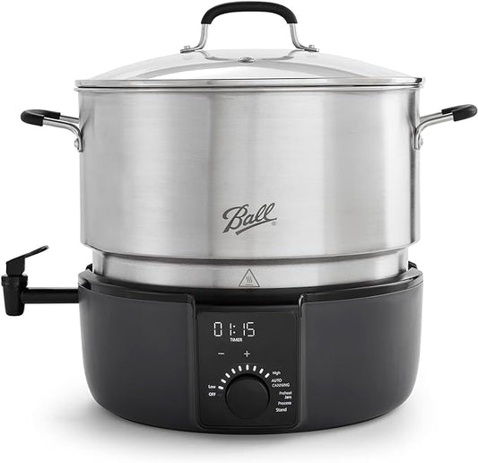 Ball EasyCanner Electric Water Bath Canner, 21-Quart Capacity, Automated Heating, Multicooker & Steamer Functionality