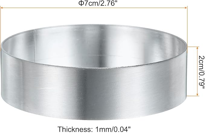 HARFINGTON 4Pcs Round Cake Ring 2.76 x 1 Inch Seamless Stainless Steel Pastry Mousse Dessert Ring Mirror Coating for Baking Cooking English Muffins Crumpet Making Tool
