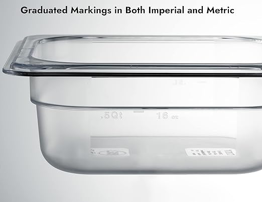 CURTA 6-Pack 1/6 Size 2.5" Deep NSF Polycarbonate Food Pans | Dishwasher & Freezer Safe Clear Container for Prep Tables, Buffet, Salad Bar, Commercial & Home Kitchen