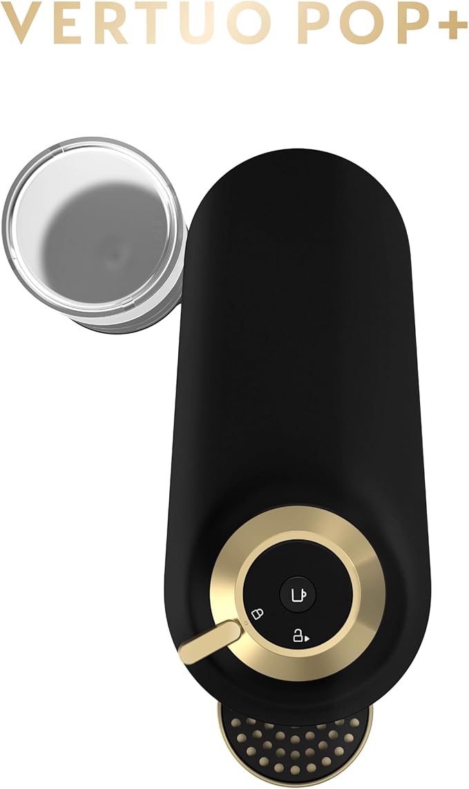 Nespresso Festive Vertuo Pop+ Coffee and Espresso Maker by Breville, Matte Black Gold, 37.2 Fl Oz capacity