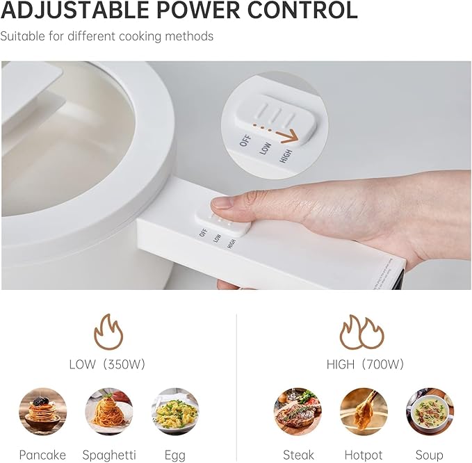 olakys. Electric Hot Pot,1.5L Mini Hot Pot, Ceramic Glaze Non-stick Portable Pot, Electric Pot for for Steak, Egg, Fried Rice, Oatmeal, Soup,Ramen with Dual Power Control, Electric Pot for Dorm