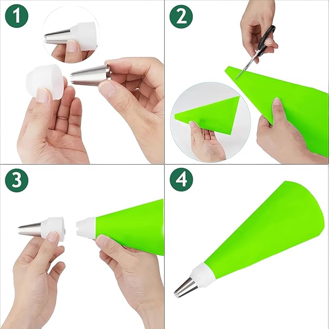 Cake Decorating Tools Supplies Kit - 274 Pieces Baking Supplies with Storage Box for Beginners - Icing Bag and Tip Set for Cupcake and Cake Icing Fondant Decorations Mint Green cake decorating kit