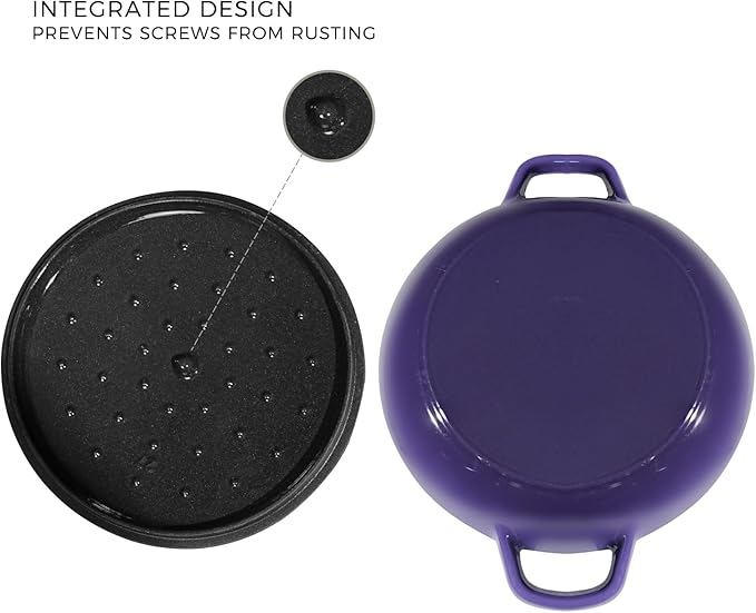 Braiser Enameled Cast Iron Braiser 3 qt Braiser Pan with Lid Purple Shallow Cast Iron Casserole Braiser Pan with Handels