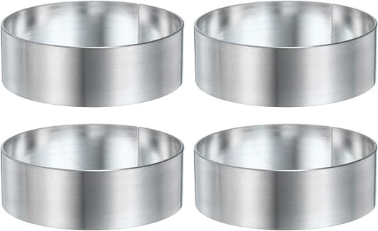HARFINGTON 4Pcs Round Cake Ring 2.36 x 1 Inch Seamless Stainless Steel Pastry Mousse Dessert Ring Mirror Coating for Baking Cooking English Muffins Crumpet Making Tool