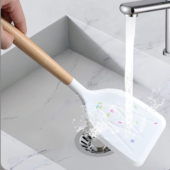 Color Dots Silicone Kitchen Cooking Utensils Set, 11pcs, Wooden Handle, Heat Resistant, Non-Stick Cookware Safe