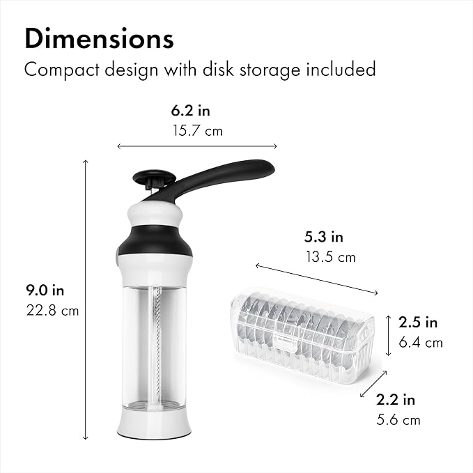 OXO Good Grips 14-Piece Cookie Press Set,Cookie Press with 12 Stainless Steel Disks and Storage Case,Holiday Baking and Everyday Treats,Essential Baking Supplies,(Pack of 2)