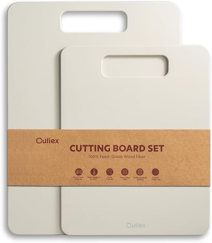 Wood Fiber Cutting Board Set of 2, Composite Cutting Board for Kitchen, Dishwasher Safe, Non-Toxic, BPA Free, Non-Slip, High Density Chopping Board for Meat Vegetables Fruits