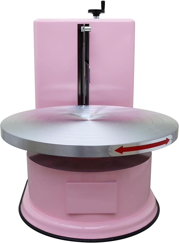 INTSUPERMAI Cake Cream Spreading Coating Smearing Machine Cake Decorating Machines Baking Tools Birthday Cake Cream Spreading Machine 110V for 4-16 inch Cake Pink Color
