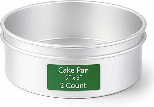 Restaurantware 9" x 9" x 3" Aluminum Round Cake Pan 2 Pack Met Lux Greaseproof, Straight-Sided Oven-Safe Baking Pan For Even Cooking