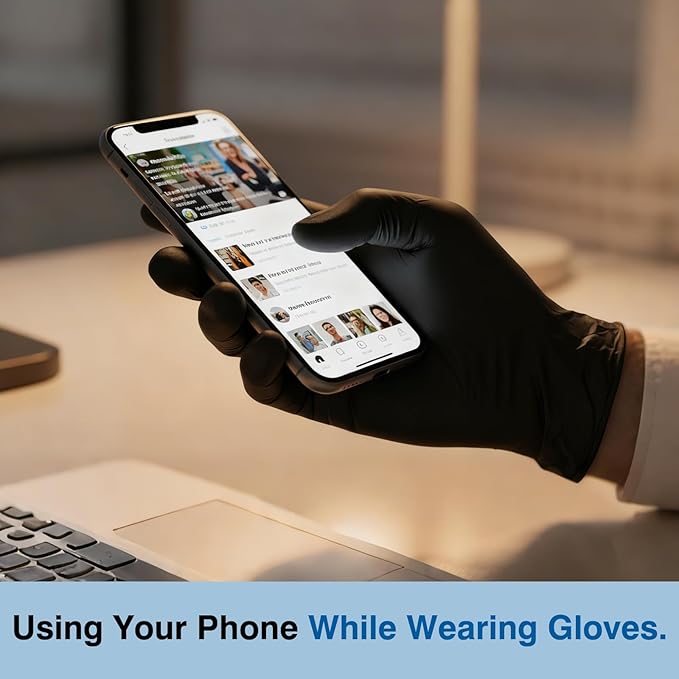 Fixwal Gloves for Cooking Food Prep, Black Disposable Nitrile Gloves, 4 Mil, 1200 Count, Cleaning Service Gloves, Latex Free, Powder Free