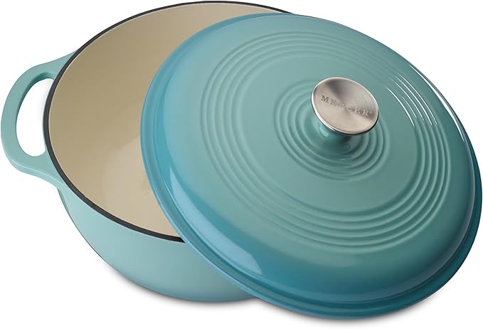 Mercer Culinary Enameled Cast Iron Round Dutch Oven, 6 qt., Aqua