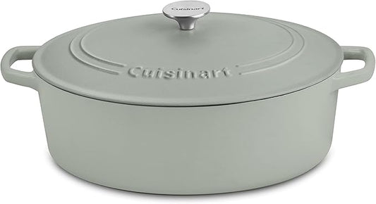 Cuisinart Chef's Classic Enameled Cast Iron Oval Covered Casserole (Sage, 7- Quart)