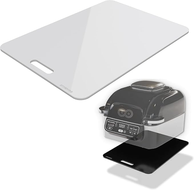 Smoovee - Sliding Surface - Alice White 16.14 x 12.20 inch, Appliance Rolling Tray for Kitchen Appliances – 360° Wheels, Stainless Steel Hubs, Easy‑Clean Durable Tray