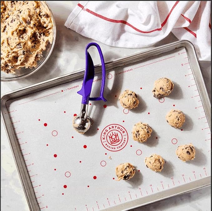 King Arthur Baking Company Cookie Mat, Oven Safe Silicone Reusable Baking Mat, For Precise Cookie Dough Spacing And Placement, Fits Half-Size Pans (Pack of 2)