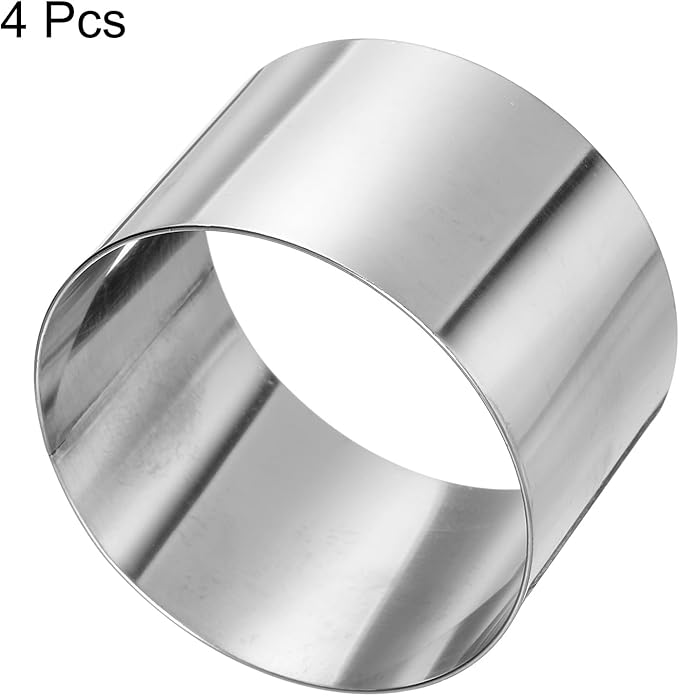 HARFINGTON 4PCS Round Cake Ring 3 x 2 Inch Seamless Stainless Steel Pastry Mousse Dessert Ring Mirror Coating for Baking Cooking Making Tool