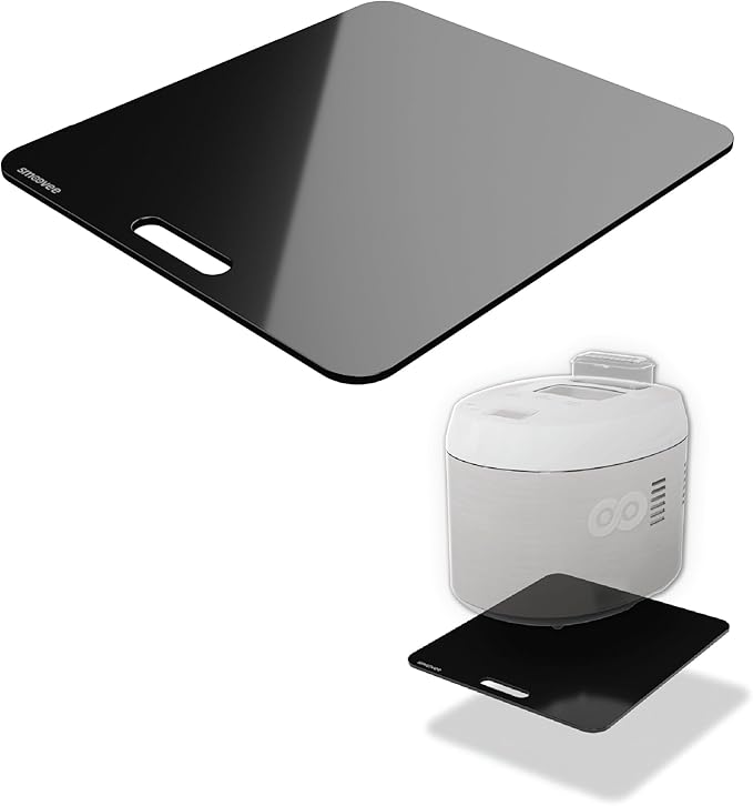 Smoovee - Sliding Surface - Ariel Black 14.94 x 13.39 inch, Appliance Rolling Tray for Kitchen Appliances – 360° Wheels, Stainless Steel Hubs, Easy‑Clean Durable Tray
