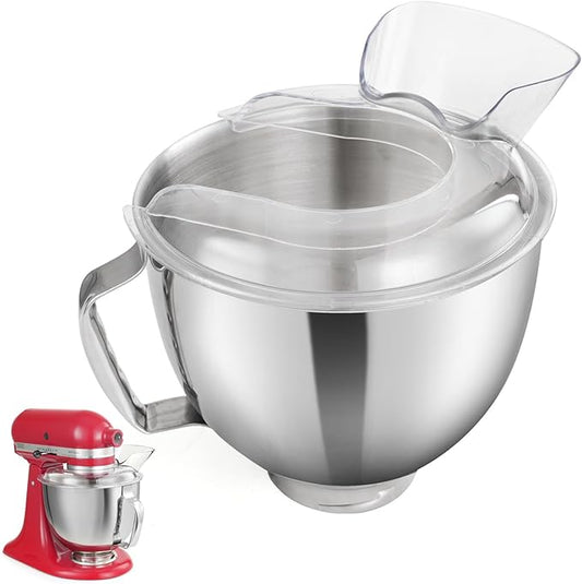 Gdrtwwh 5QT Bowl and Pouring Shield Attachment for Kitchenaid Tilt-Head Stand Mixer