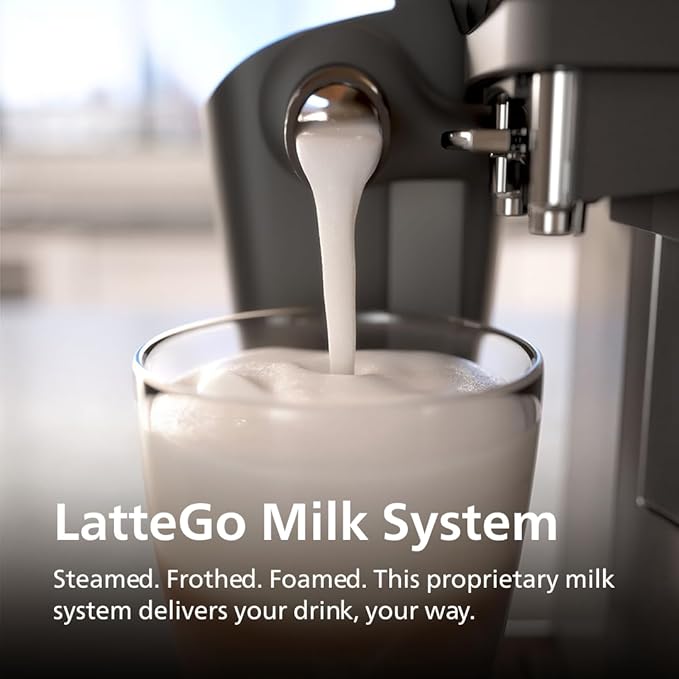 Philips 3200 Series Fully Automatic Espresso Machine, LatteGo Milk Frother, 5 Coffee Varieties, Intuitive Touch Display, 100% Ceramic Grinder, AquaClean Filter, My Coffee Choice, Black (EP3241/54)