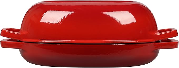 Enameled Cast Iron Oval Dutch Oven Pot with Lid, Dutch Oven for Sourdough Bread Baking, Oval Bread Pan, Bread Oven, Bread Dutch Oven, 5qt, Red