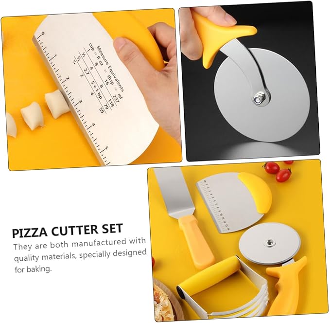 5pcs Stainless Steel Baking Tool Set with Dough Cutter and Silicone Rolling Mat Precision Measuring Scale for Pizza Pastries and More
