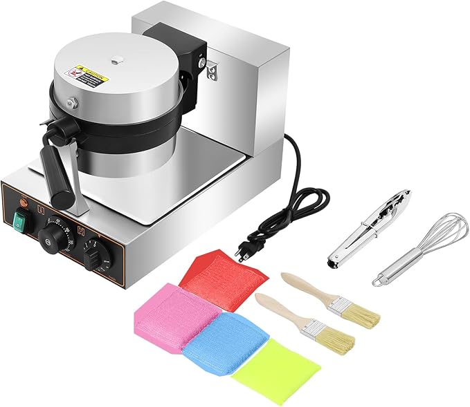 Electric Burger Waffle Maker 1000W Stainless Steel Non Stick Panini Hamburger Press Sandwich Maker Ice Cream Waffle Baking Machine for Household Commercial Use