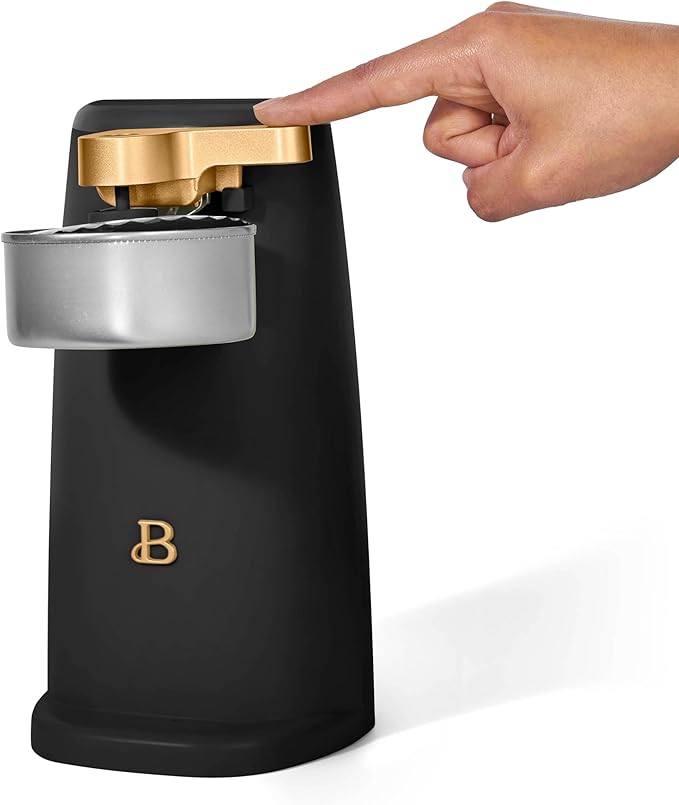 Electric Can Opener by Drew Barrymore, Stainless Steel Blade, Auto-Turn Feature (Black Sesame), 1