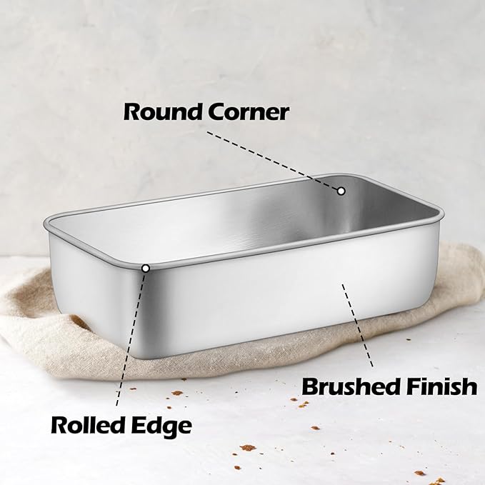 Leonyo 4 Pack Loaf Pans for Baking Bread, 9IN x 5IN Stainless Steel Loaf Bread Pans for Homemade Meatloaf, Banana, Brownies, Lasagnas, Dishwasher Oven Safe