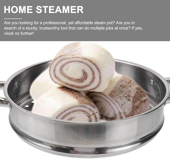 Hemoton Stainless Steel Steamer Pot 14.7 Inch 5-Tier Steaming Pot with Lid Multi-Layer Stockpot for Cooking Vegetables Dumplings Soup and More Dishwasher Safe