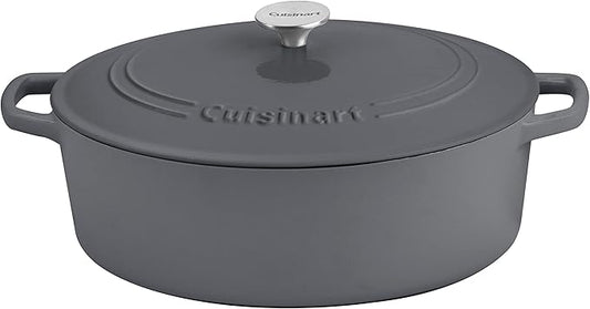 Cuisinart Chef's Classic Enameled Cast Iron Oval Covered Casserole (Dark Grey, 7- Quart)