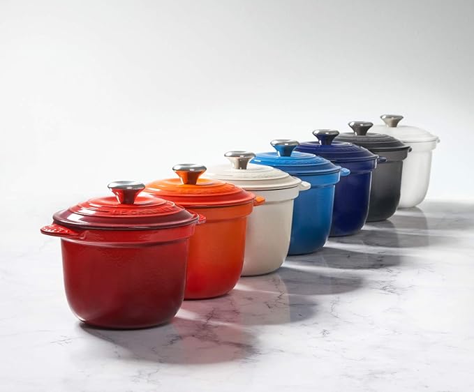 Le Creuset Enameled Cast Iron Rice Pot with Lid & Stoneware Insert, 2.25 qt., White