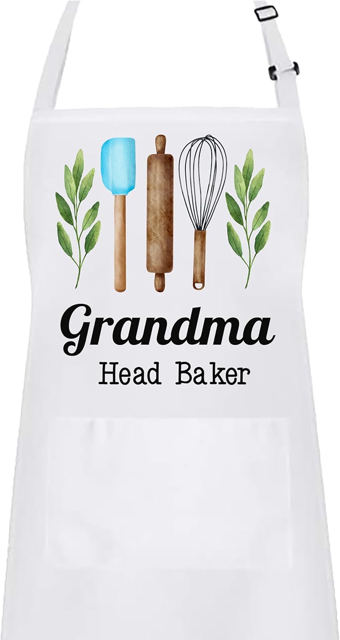 Personalized Baking Tools Kitchen Apron, Adjustable 2 Pockets, Blue Spatula Custom gift for baker