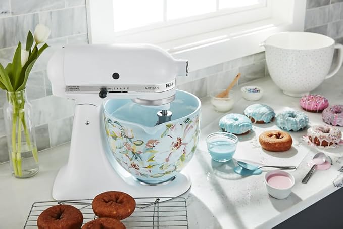 KitchenAid 5 Quart Ceramic Bowl for all 4.5-5 Quart Tilt-Head Stand Mixers KSM2CB5PWG, White Gardenia