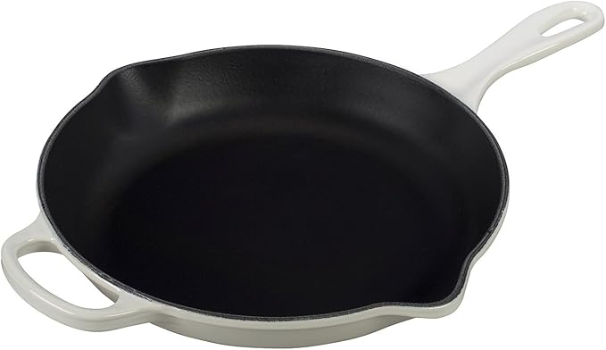 Le Creuset Enameled Cast Iron Signature Iron Handle Skillet, 10.25", White