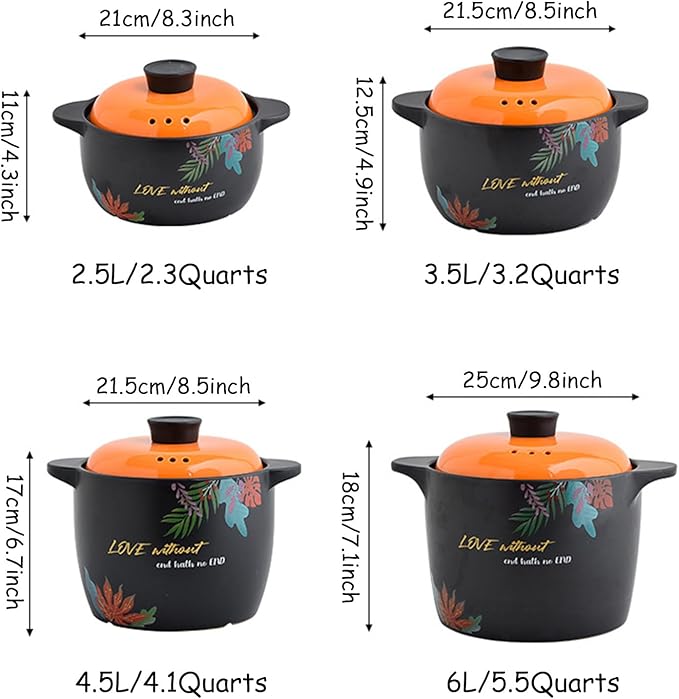 Earthenware Pot Large Stockpot Nonstick Clay Pot with Lid for Cooking Heat Resistant Hot Pots Ceramic Casserole Dish for Cooking Bibimbap and Soup, Dishwasher Safe,6L/5.4Quarts