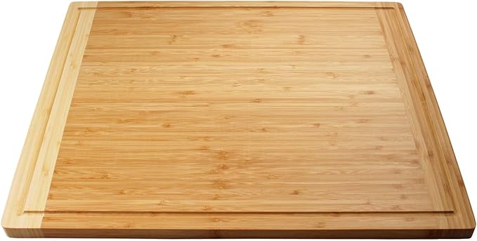 BambooMN Universal Premium Pull Out Cutting Boards - Under Counter Replacement - Designed To Fit Standard Slots - Heavy Duty Kitchen Board with Juice Groove - 22" x 18" x 0.75" - 2 Pieces