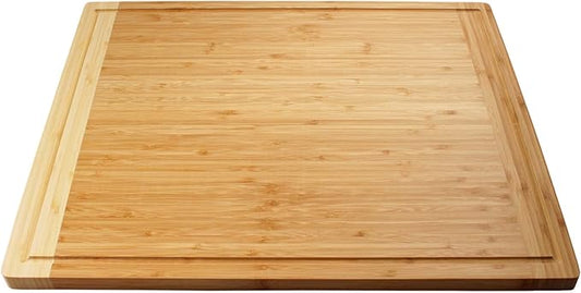 BambooMN Universal Premium Pull Out Cutting Boards - Under Counter Replacement - Designed To Fit Standard Slots - Heavy Duty Kitchen Board with Juice Groove - 22" x 18" x 0.75" - 2 Pieces