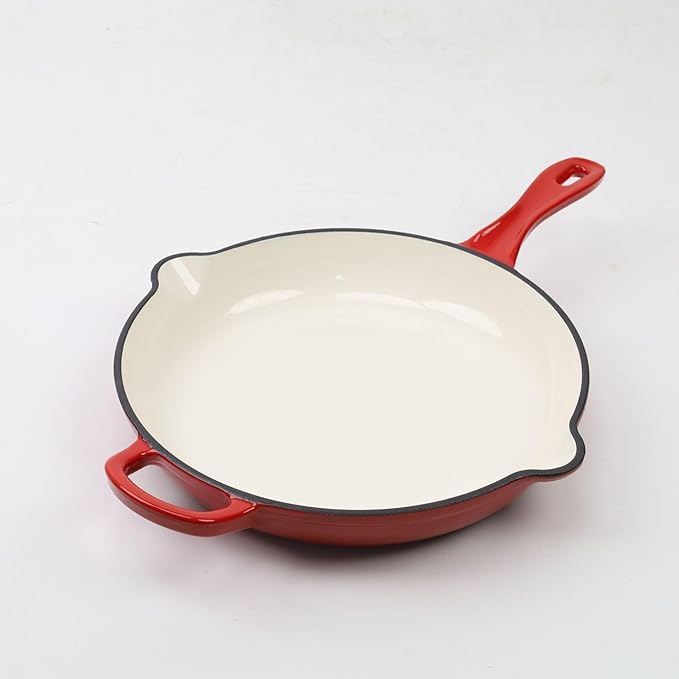 Enameled Cast Iron Skillet, Non Stick Fry Pan, Induction Compatible (Peacock Blue, 10 inch)