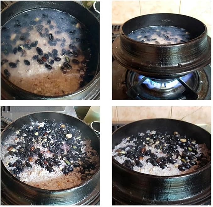 Handmade Korean traditional thick cast iron pot Rice Gamasot Ceramic Cauldron for various dishes 6.3" (16cm) Made in Korea for 2 People