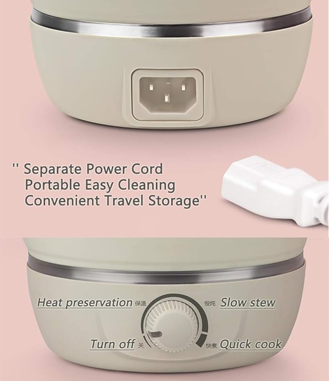 Drizzle Foldable Electric Cooker Travel Hot Pot - Dual Voltage 100V-240V Hot Pot Cooking - Food Grade Silicone Cookerware Boiling Water Steamer - Camping Office Hotel Noodle Porridge Soup Dorm