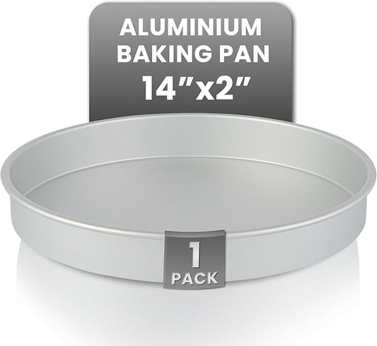 Restaurantware-Met Lux 14 x 2 Inch Straight-Sided Baking Tin, 1 Round Cake Pan - Oven-Ready, Freezable, Anodized Aluminum Round Baking Pan, Greaseproof, For Layer Birthday Cake