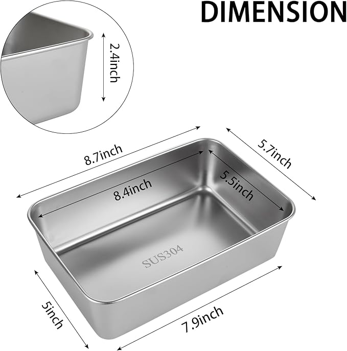4 Pack Stainless Steel Loaf Pan 8.5 x 5.5 Inch Banana Bread Pan for Homemade Bread Loaf Pans for Baking Bread Tin Sourdough Bread Baking Pan Metal Sandwich Loaf Bread Pans for Meatloaf, Cake