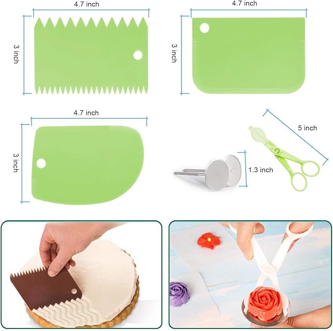 Cake Decorating Tools Supplies Kit - 274 Pieces Baking Supplies with Storage Box for Beginners - Icing Bag and Tip Set for Cupcake and Cake Icing Fondant Decorations Mint Green cake decorating kit