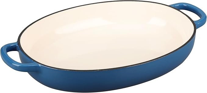 Enameled Oval Cast Iron Dutch Oven Pot with Lid, Bread Dutch Oven for Sourdough Bread Baking, Dutch Oven Bread, Bread Oven, 6QT, Lake Blue