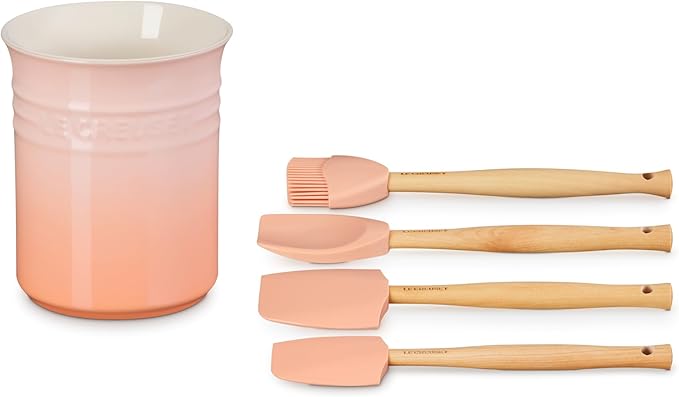 Le Creuset Stoneware & Silicone 5pc. Utensil Crock Set, Peche
