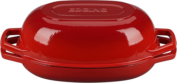 Enameled Cast Iron Oval Dutch Oven Pot with Lid, Dutch Oven for Sourdough Bread Baking, Oval Bread Pan, Bread Oven, Bread Dutch Oven, 5qt, Red