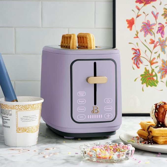 2-Slice Toaster, Touch-Activated Display, 7 Shade Settings, Bagel/Frozen/Reheat Presets by Drew Barrymore (Lavender)