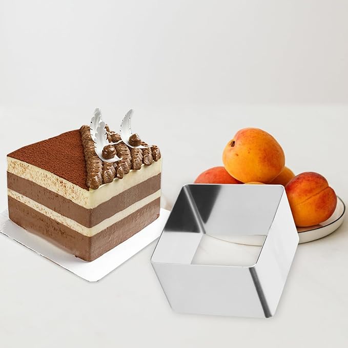 UPKOCH 4 Inch Square Stainless Steel Cake Ring Mold for Mousse Tiramisu Cheesecake Small Square Baking Tool Dishwasher Safe for Home Kitchen Desserts