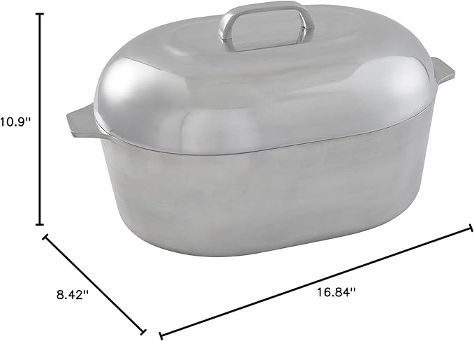 IMUSA USA Heavy Duty Cajun Oval Aluminum Roaster 15, Silver
